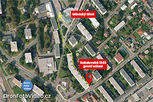 Mapa cesty z Městského úřadu RK do fotoateliéru DronFotoVideo